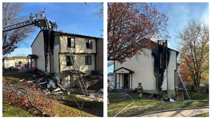 fire damages town house